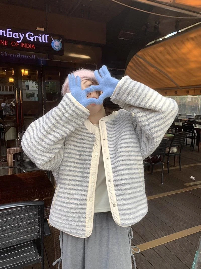 MEXZT with Scarf Parkas Women Fashion Lamb Wool Patchwork Puffer Jacket Korean Fleece Down Coats Winter Cotton Padded Outerwears