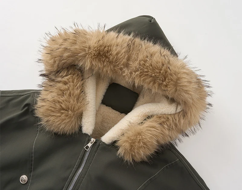 American Hip Hop Faux Fur Collar Winter Jacket Women Y2K Down Cotton Hooded Jacket Loose Vintage Motorcycle Cotton-Padded Coat