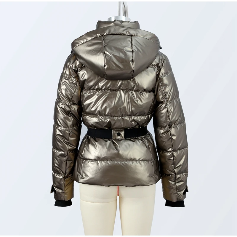 Casual Hoodie Thicken Belts Coats Women Solid Full Sleeve Stand Collar Closed Zippers Coat Female 2025 Winter Lady Outwears