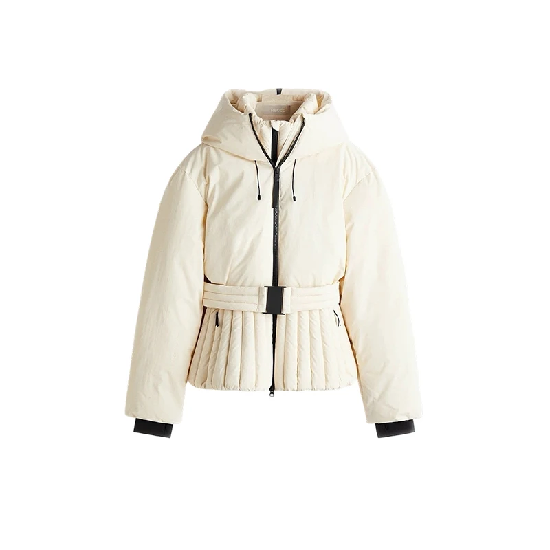 Casual Hoodie Thicken Belts Coats Women Solid Full Sleeve Stand Collar Closed Zippers Coat Female 2025 Winter Lady Outwears