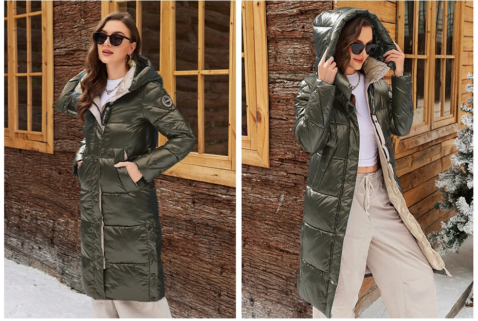 ICEbear 2024 Winter Fashionable Jacket Women's Hooded Warm Parkas Puffer Jackets Hight Quality Female Quilted Coat GWD20155D