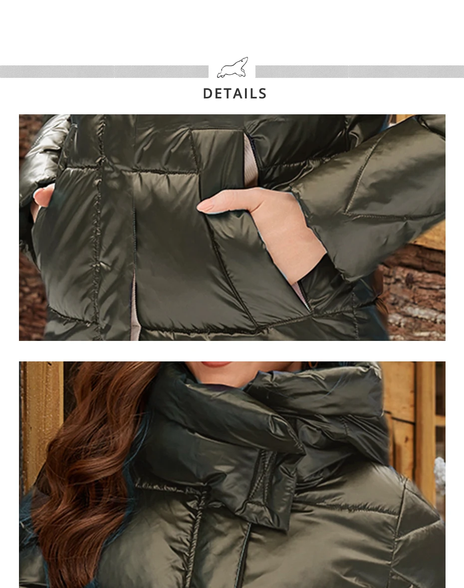 ICEbear 2024 Winter Fashionable Jacket Women's Hooded Warm Parkas Puffer Jackets Hight Quality Female Quilted Coat GWD20155D