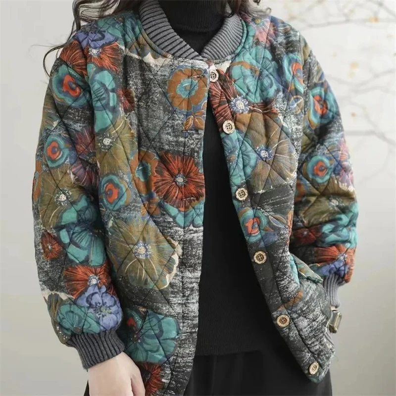 Women's Winter Parka 2025 Casual Korean Version Fashion Down Cotton Jacket Ladies Coat Printing Foreign Aura Loose Female Jacket