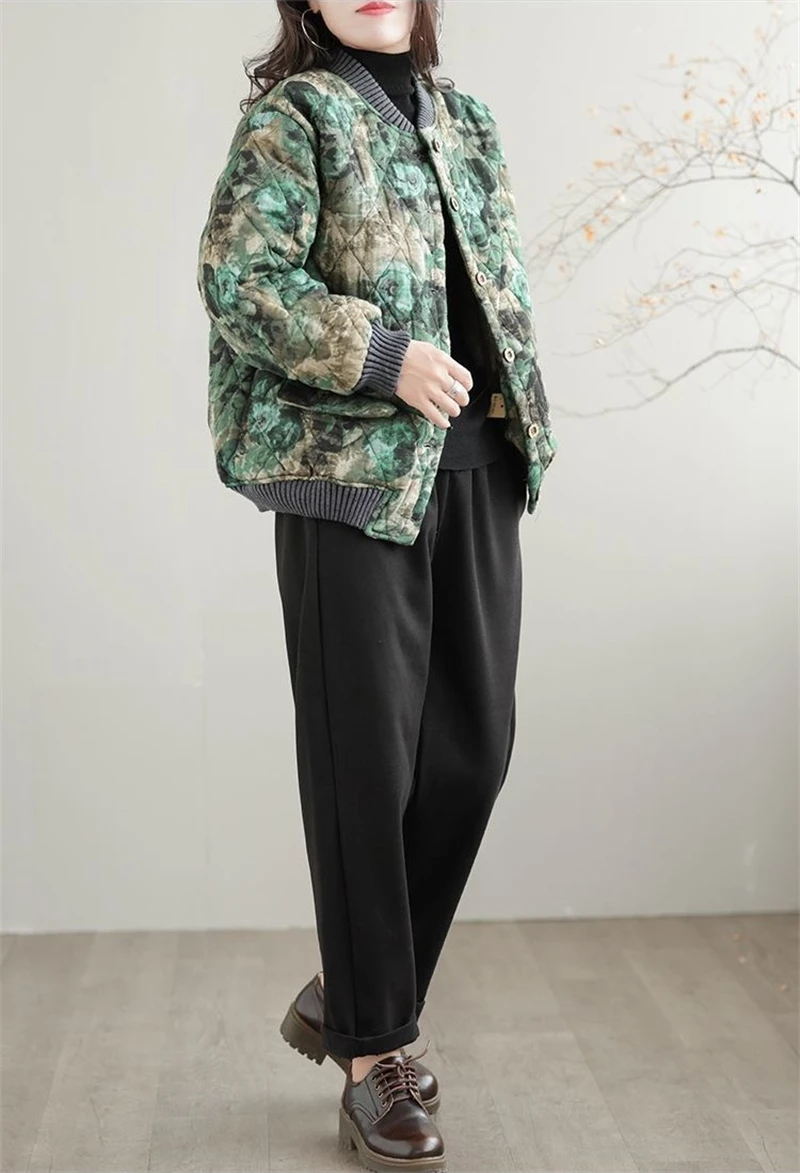 Women's Winter Parka 2025 Casual Korean Version Fashion Down Cotton Jacket Ladies Coat Printing Foreign Aura Loose Female Jacket