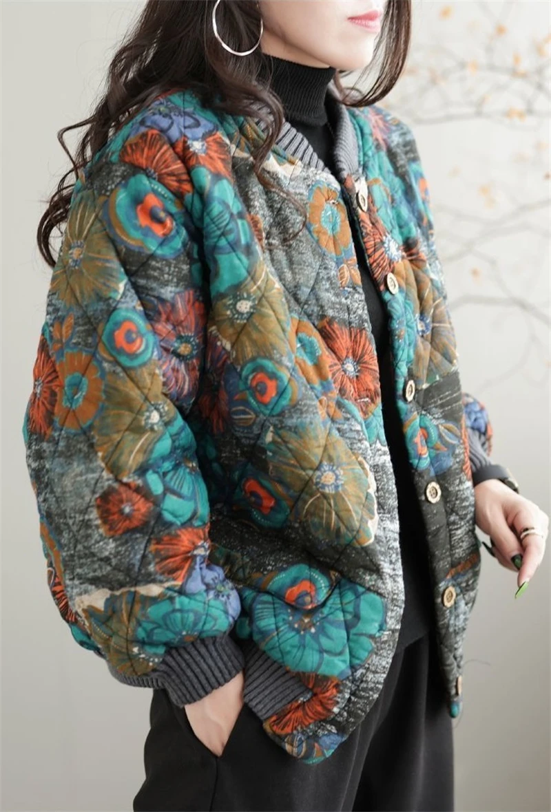 Women's Winter Parka 2025 Casual Korean Version Fashion Down Cotton Jacket Ladies Coat Printing Foreign Aura Loose Female Jacket