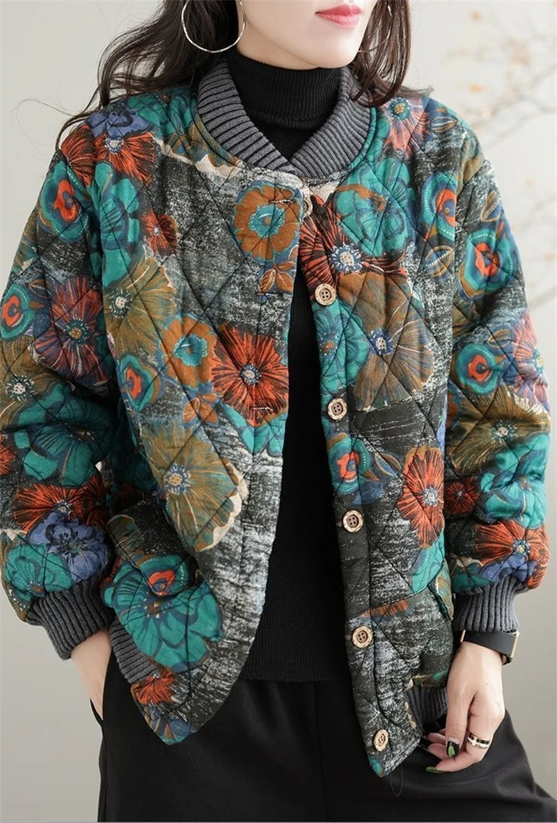 Women's Winter Parka 2025 Casual Korean Version Fashion Down Cotton Jacket Ladies Coat Printing Foreign Aura Loose Female Jacket