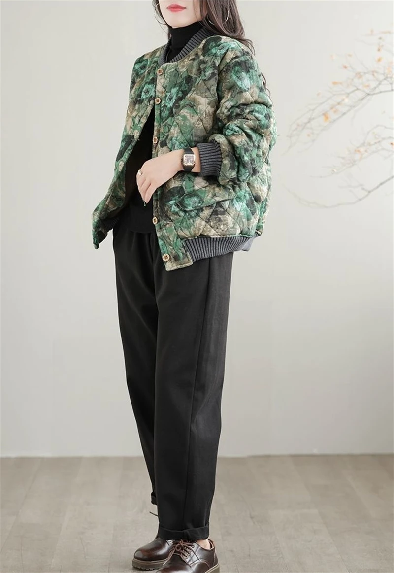 Women's Winter Parka 2025 Casual Korean Version Fashion Down Cotton Jacket Ladies Coat Printing Foreign Aura Loose Female Jacket
