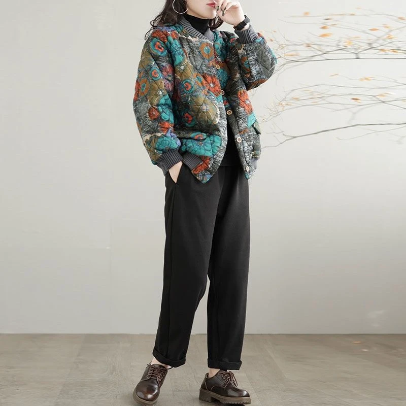 Women's Winter Parka 2025 Casual Korean Version Fashion Down Cotton Jacket Ladies Coat Printing Foreign Aura Loose Female Jacket