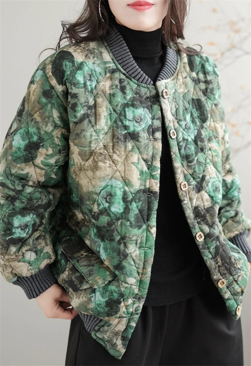 Women's Winter Parka 2025 Casual Korean Version Fashion Down Cotton Jacket Ladies Coat Printing Foreign Aura Loose Female Jacket