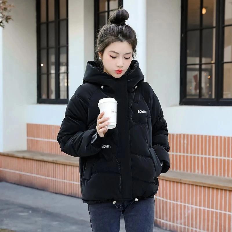 Autumn Winter Women Warm Thicken Parka Coat 2025 New Women Loose Hooded Down Cotton Padded Jacket Korean Loose Women Cotton Coat