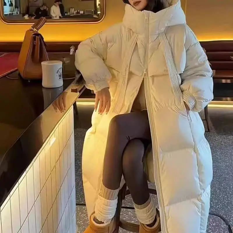 Winter New Women Cotton Clothes hooded length version Loose outwear Slimming stand collar outcoat Fashion Warm casual Parkas