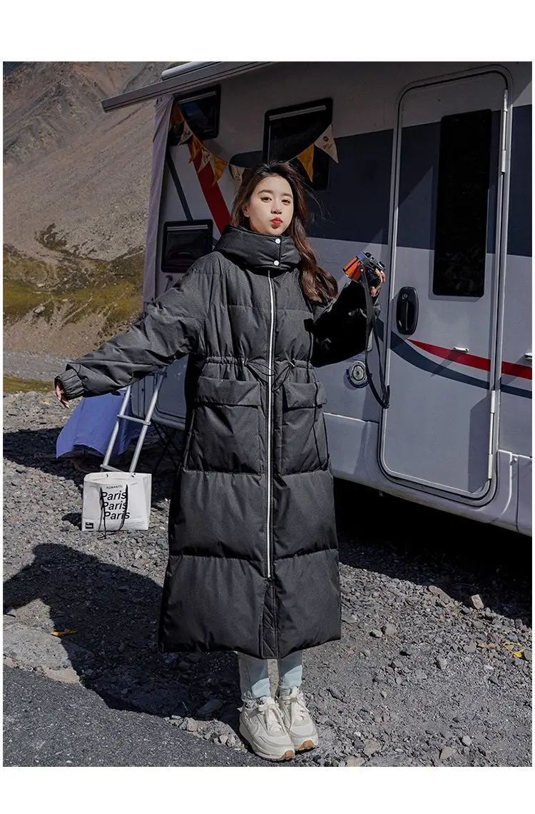 Winter Women Clothing Warm Long Parka Thick Over-the-knee Puffer Jacket Zipper Black Cotton-padded Coats Windproof Jackets New