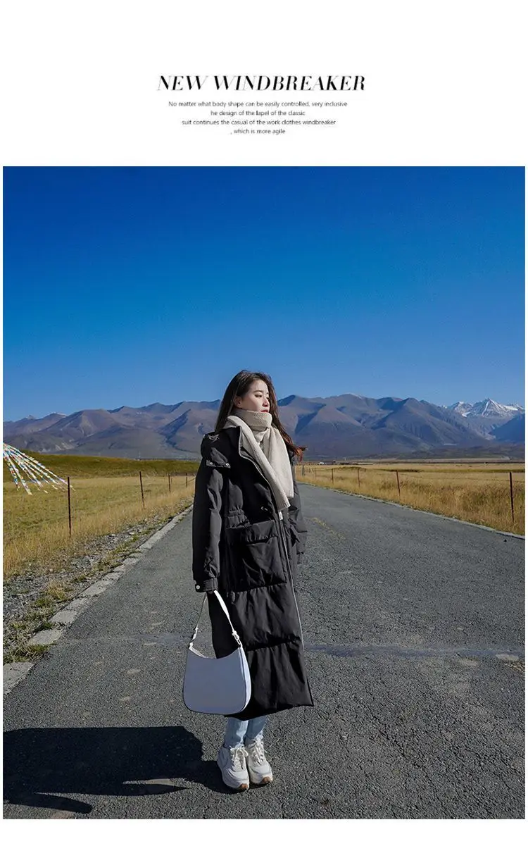 Winter Women Clothing Warm Long Parka Thick Over-the-knee Puffer Jacket Zipper Black Cotton-padded Coats Windproof Jackets New
