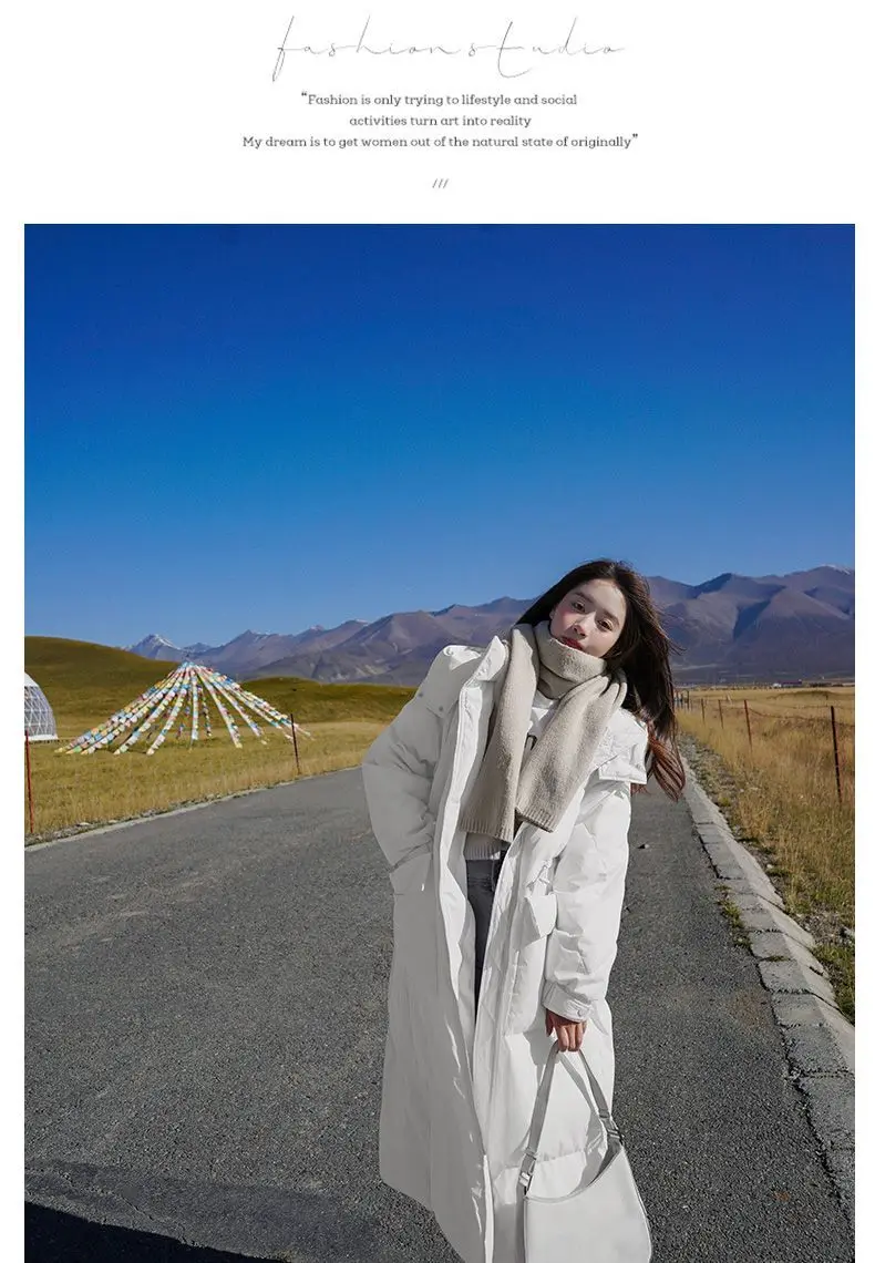 Winter Women Clothing Warm Long Parka Thick Over-the-knee Puffer Jacket Zipper Black Cotton-padded Coats Windproof Jackets New
