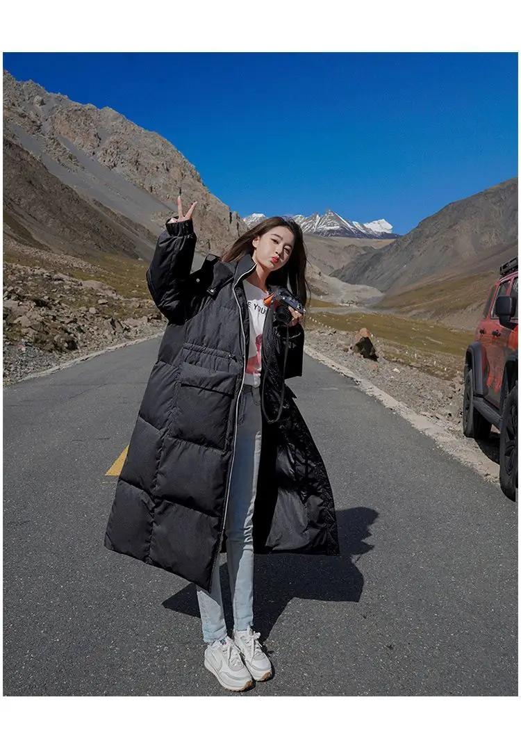 Winter Women Clothing Warm Long Parka Thick Over-the-knee Puffer Jacket Zipper Black Cotton-padded Coats Windproof Jackets New