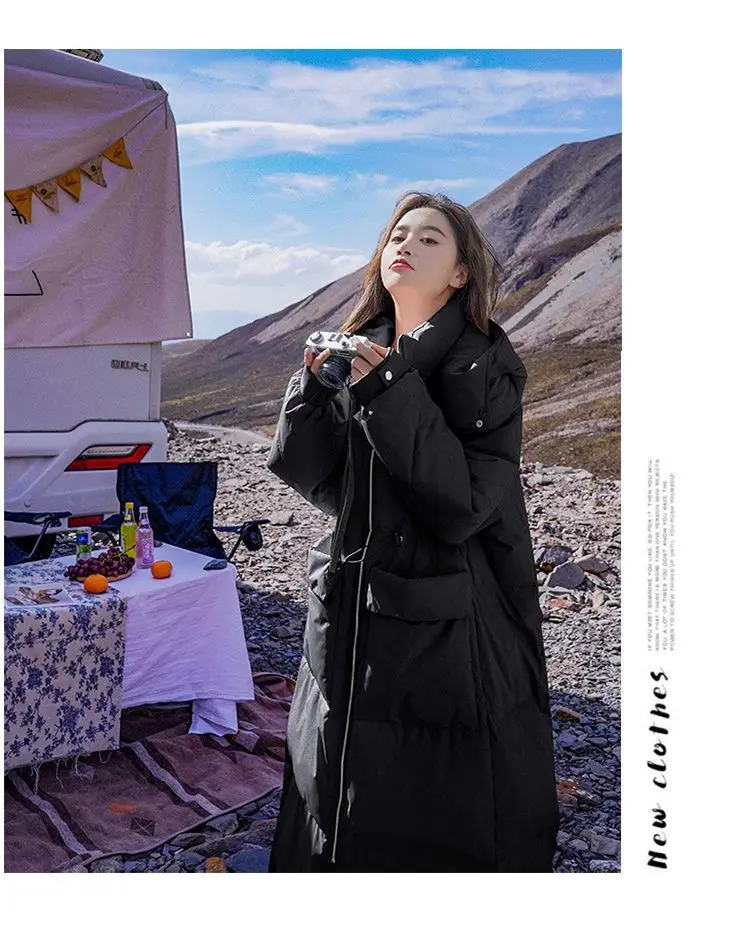 Winter Women Clothing Warm Long Parka Thick Over-the-knee Puffer Jacket Zipper Black Cotton-padded Coats Windproof Jackets New