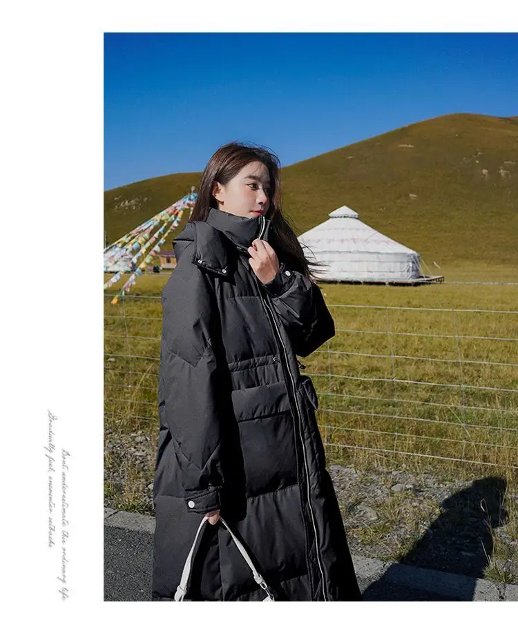 Winter Women Clothing Warm Long Parka Thick Over-the-knee Puffer Jacket Zipper Black Cotton-padded Coats Windproof Jackets New