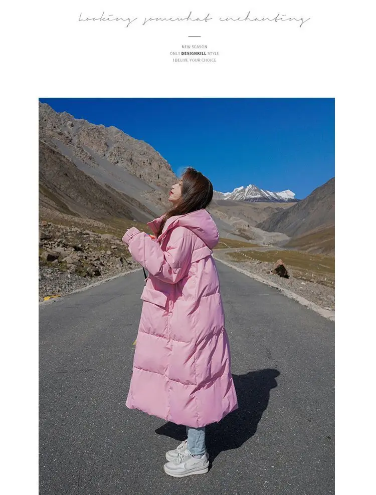 Winter Women Clothing Warm Long Parka Thick Over-the-knee Puffer Jacket Zipper Black Cotton-padded Coats Windproof Jackets New