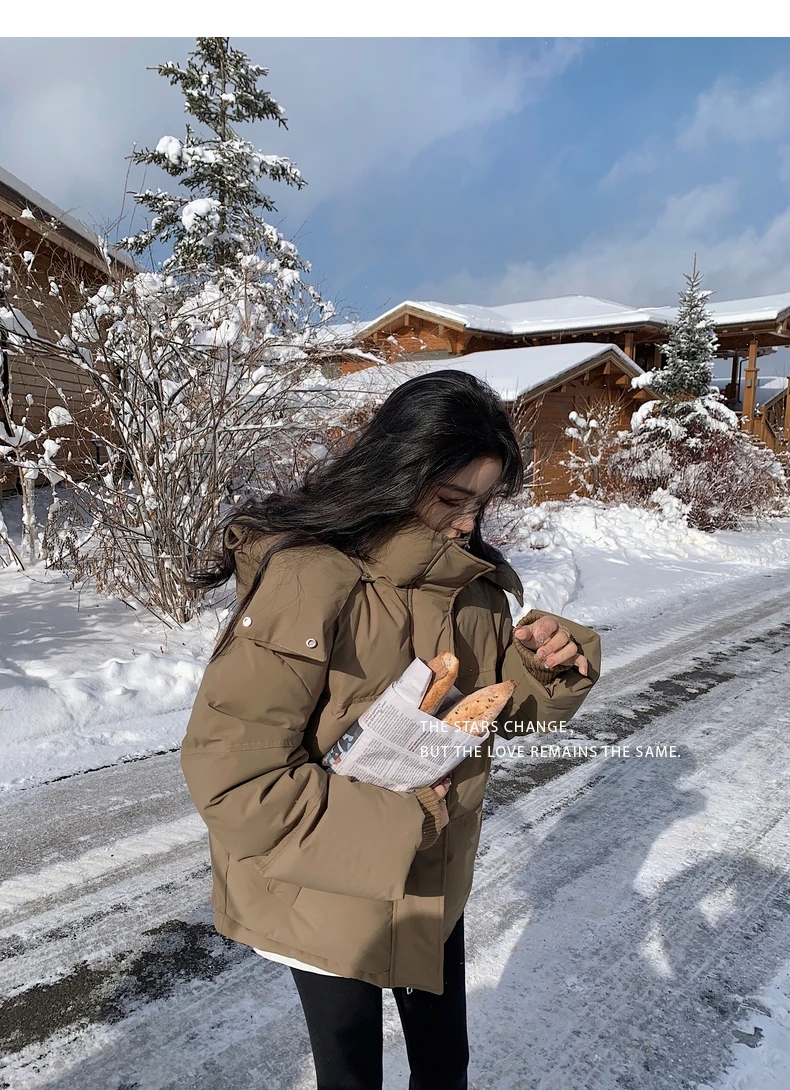 Outdoor Women's Winter Padded Jacket Coat 2025 New Cotton Hooded Solid Thick Parka Waterproof Puffy Korean Fashion