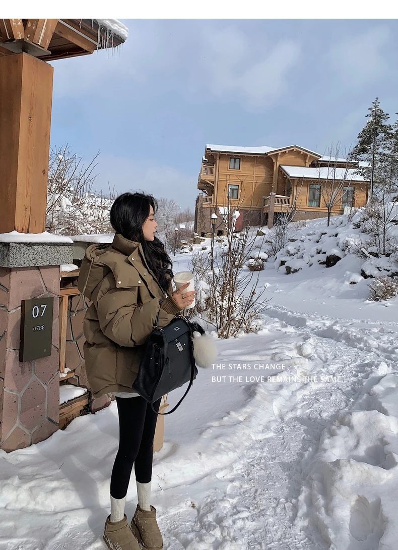 Outdoor Women's Winter Padded Jacket Coat 2025 New Cotton Hooded Solid Thick Parka Waterproof Puffy Korean Fashion