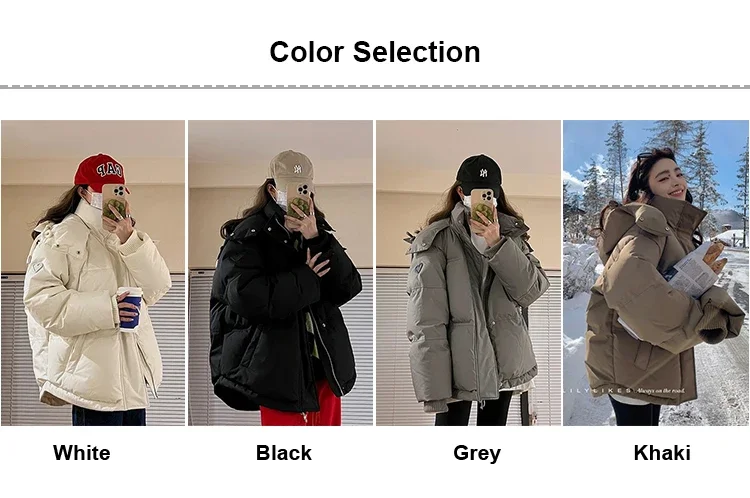Outdoor Women's Winter Padded Jacket Coat 2025 New Cotton Hooded Solid Thick Parka Waterproof Puffy Korean Fashion