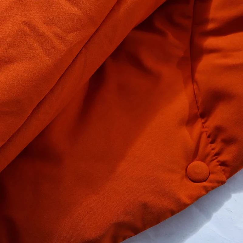 Winter New Hooded Long Sleeve Warm Coats Women's Parkas Fashion Tide Loose Fluffy Orange Red Oversized Down Jacket