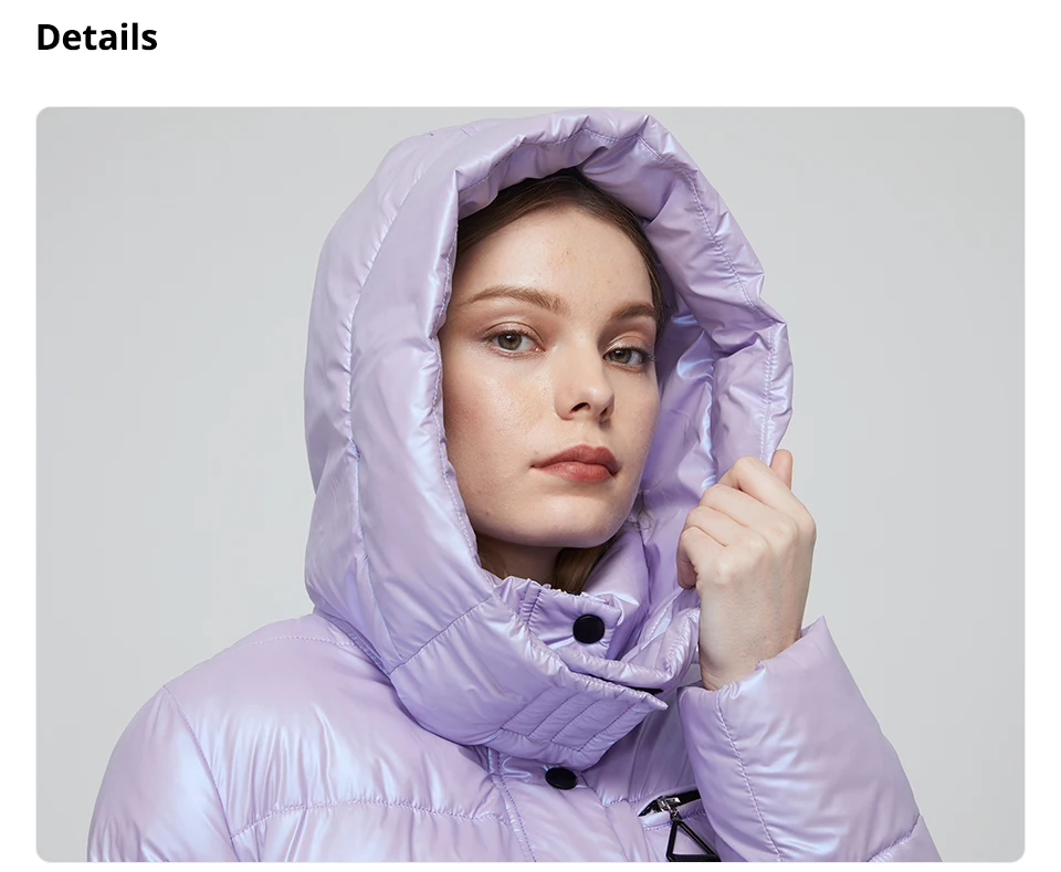 Astrid Winter Women's coat women parka long warm Bright fabric fashion Jacket hooded large sizes trendy female clothing 9510