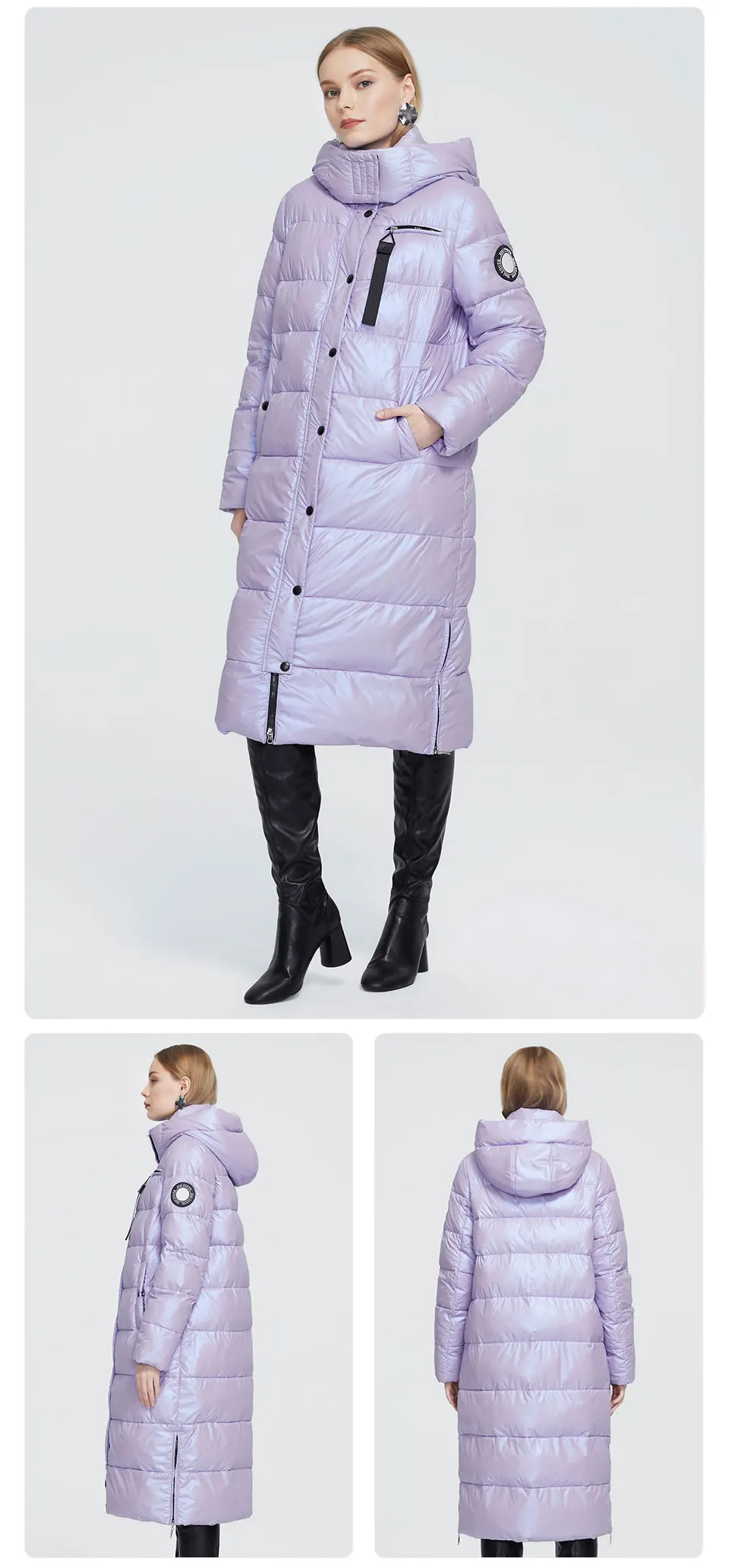 Astrid Winter Women's coat women parka long warm Bright fabric fashion Jacket hooded large sizes trendy female clothing 9510