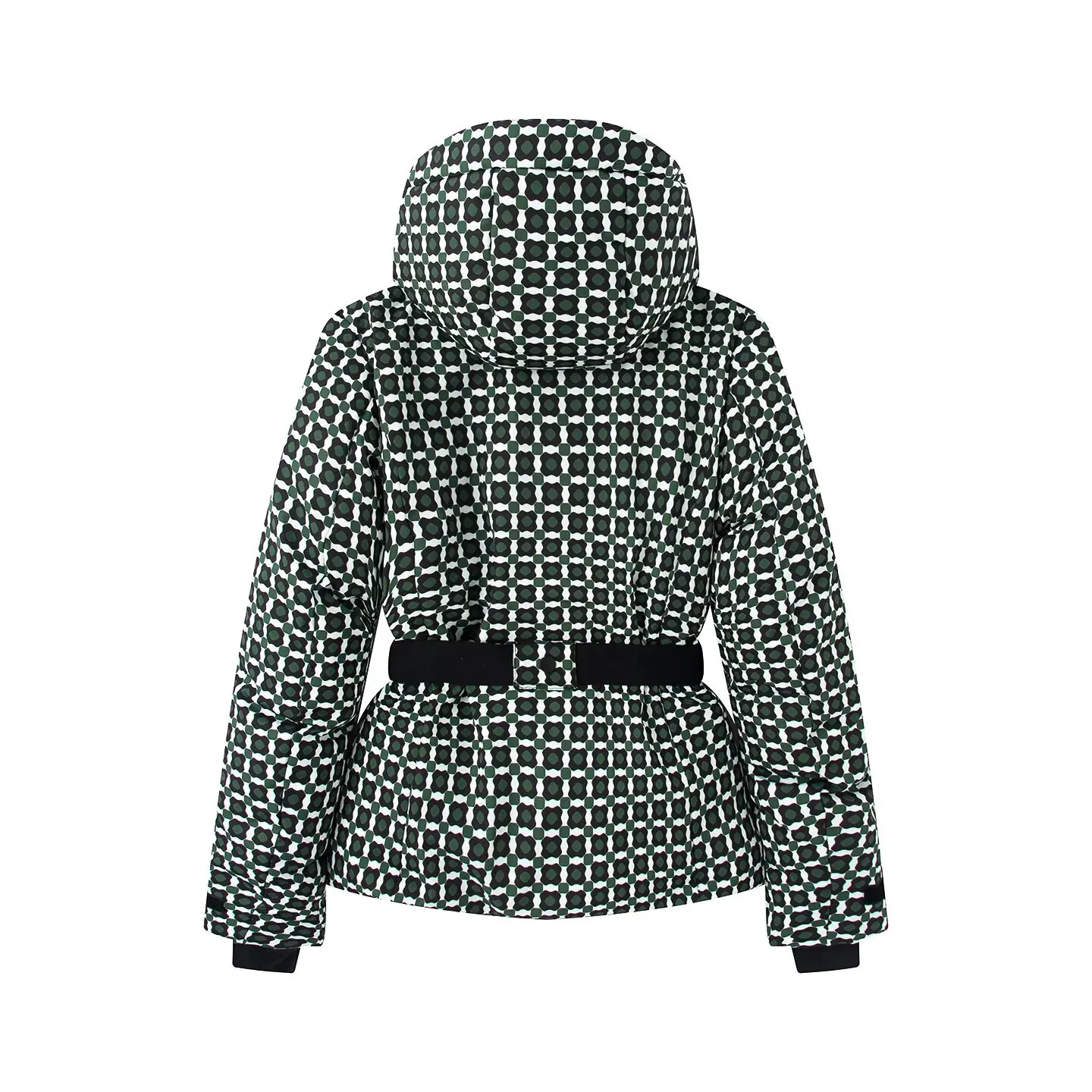 Women's Fashion Winter Hooded High Waist Padded Sport Coats Belt Parka Female Elegant Thick Warm Pocket Windproof Skiing Jackets