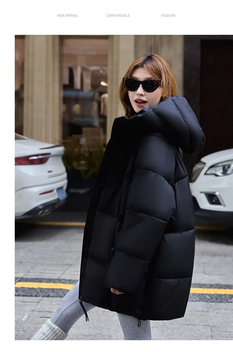 2025 New Women Down Cotton Coat Women Winter Mid-Length Cotton Coat Korean Loose Hooded Cotton Padded Jacket Women Parka Outwear