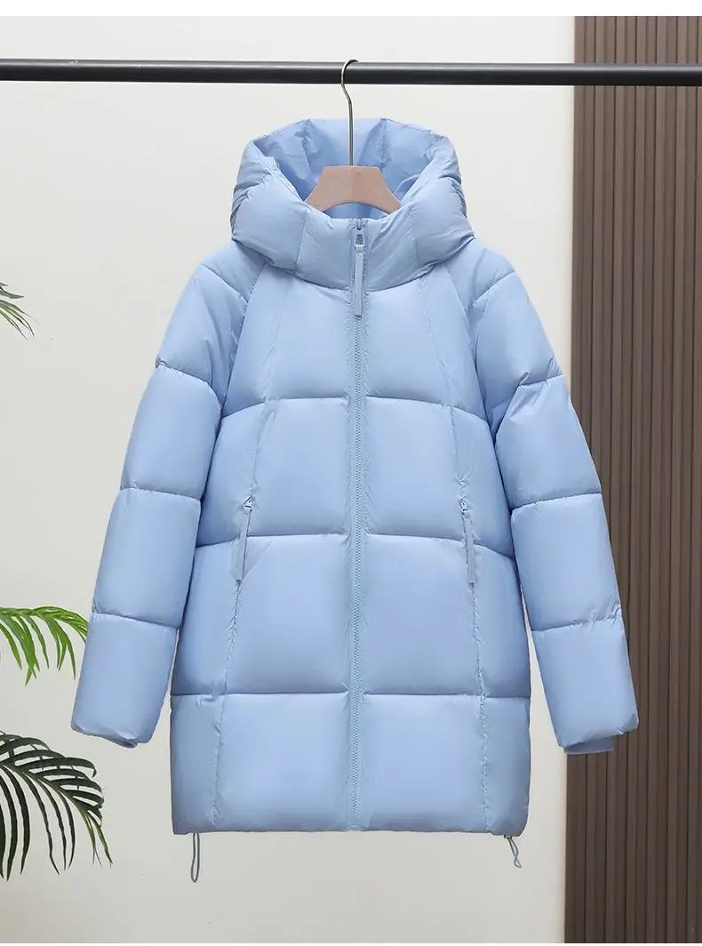 2025 New Women Down Cotton Coat Women Winter Mid-Length Cotton Coat Korean Loose Hooded Cotton Padded Jacket Women Parka Outwear