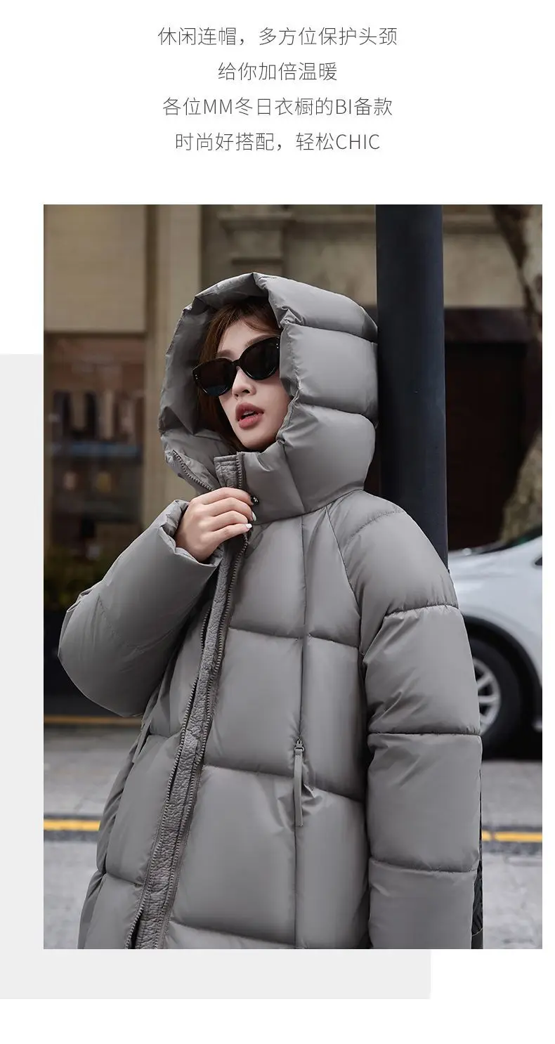 2025 New Women Down Cotton Coat Women Winter Mid-Length Cotton Coat Korean Loose Hooded Cotton Padded Jacket Women Parka Outwear