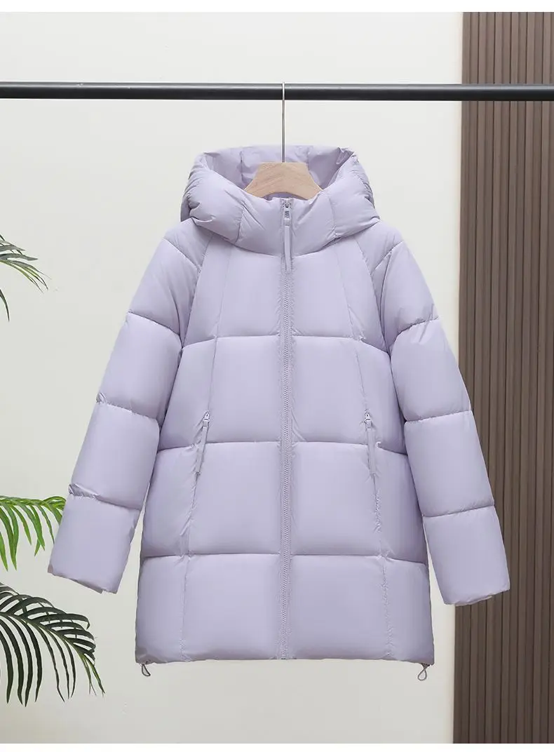 2025 New Women Down Cotton Coat Women Winter Mid-Length Cotton Coat Korean Loose Hooded Cotton Padded Jacket Women Parka Outwear