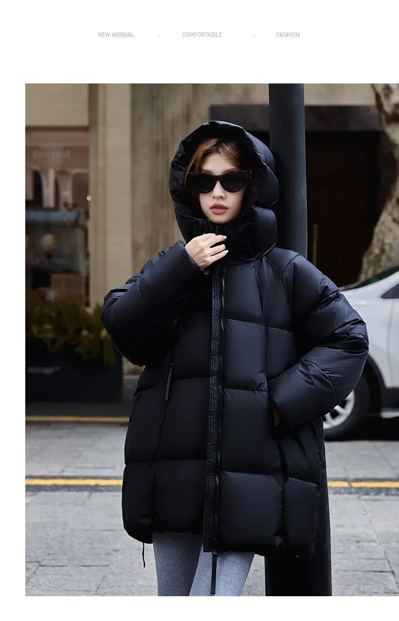 2025 New Women Down Cotton Coat Women Winter Mid-Length Cotton Coat Korean Loose Hooded Cotton Padded Jacket Women Parka Outwear