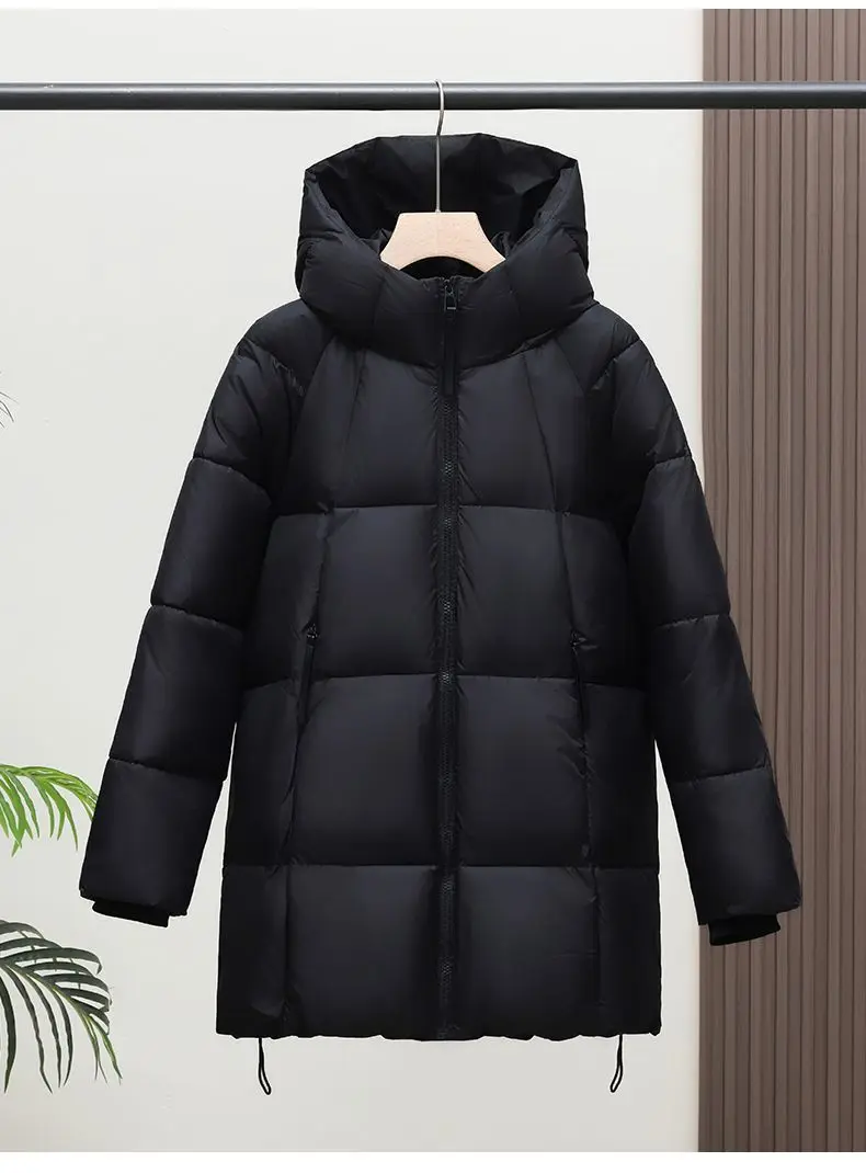 2025 New Women Down Cotton Coat Women Winter Mid-Length Cotton Coat Korean Loose Hooded Cotton Padded Jacket Women Parka Outwear