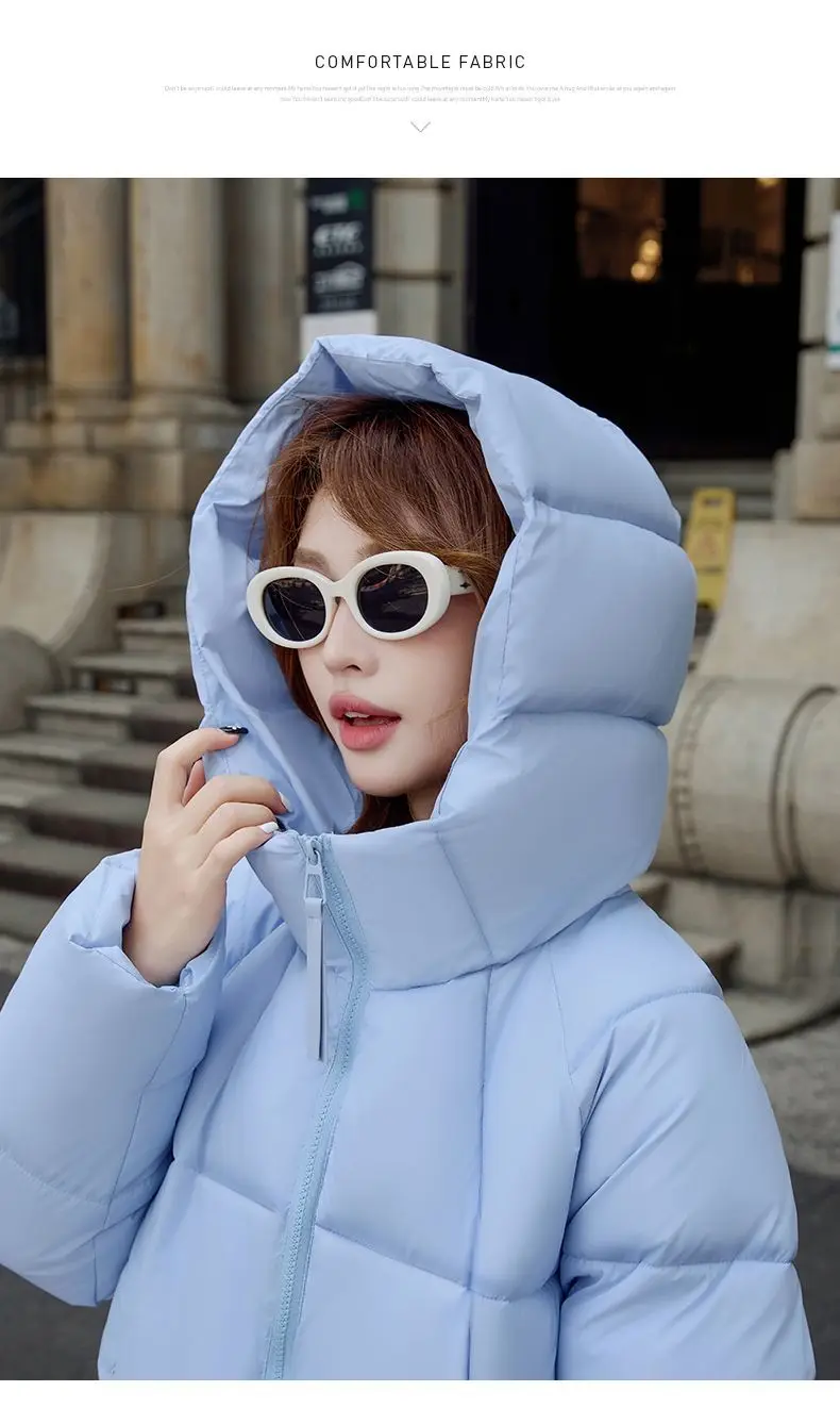2025 New Women Down Cotton Coat Women Winter Mid-Length Cotton Coat Korean Loose Hooded Cotton Padded Jacket Women Parka Outwear
