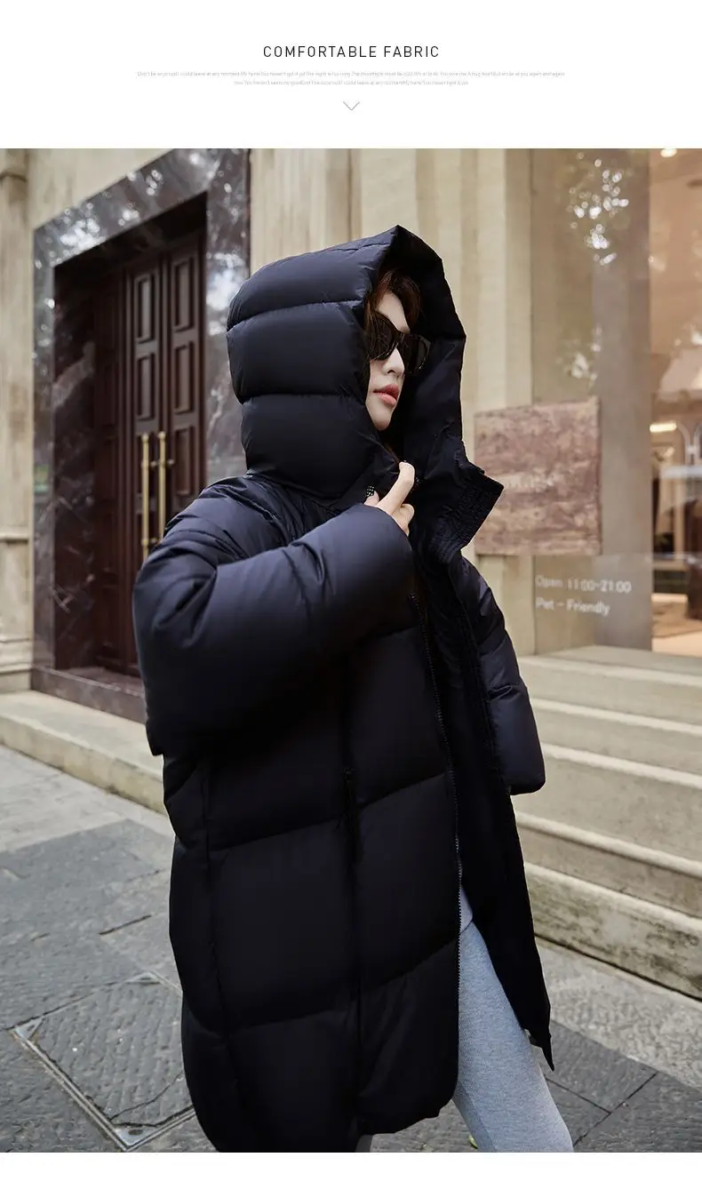 2025 New Women Down Cotton Coat Women Winter Mid-Length Cotton Coat Korean Loose Hooded Cotton Padded Jacket Women Parka Outwear