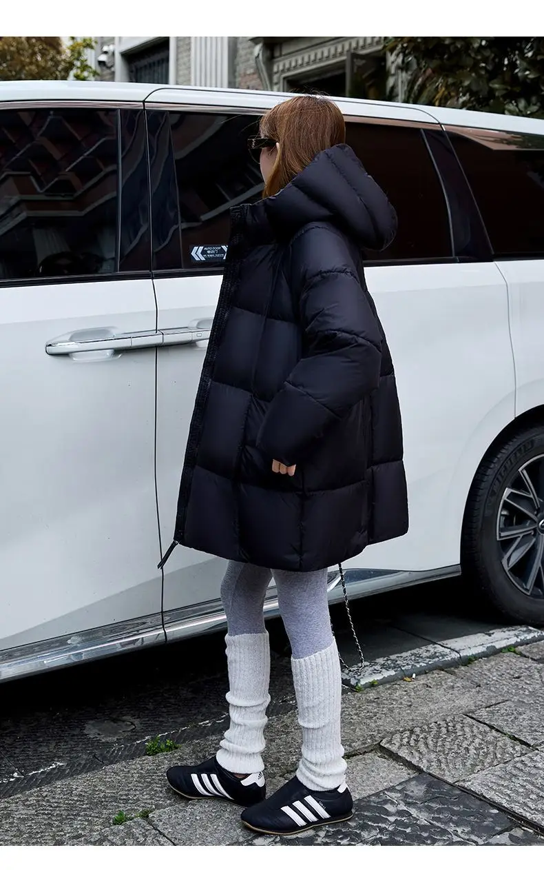 2025 New Women Down Cotton Coat Women Winter Mid-Length Cotton Coat Korean Loose Hooded Cotton Padded Jacket Women Parka Outwear