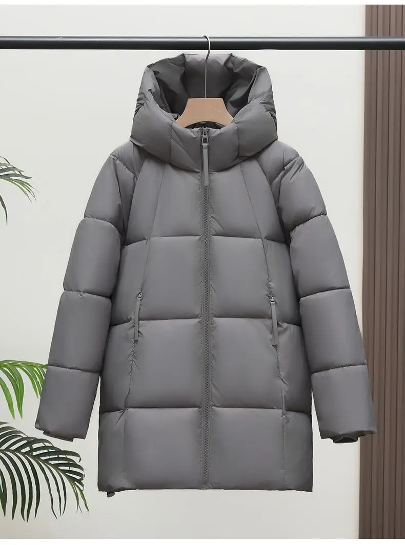 2025 New Women Down Cotton Coat Women Winter Mid-Length Cotton Coat Korean Loose Hooded Cotton Padded Jacket Women Parka Outwear