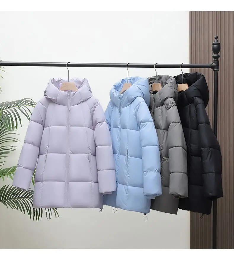 2025 New Women Down Cotton Coat Women Winter Mid-Length Cotton Coat Korean Loose Hooded Cotton Padded Jacket Women Parka Outwear