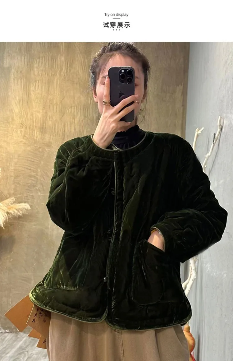 THHONE Autumn Winter Parkas for Women Jackets Vintage Pockets Casual Padded Korean Style Loose Coats Outerwear Women's Clothing