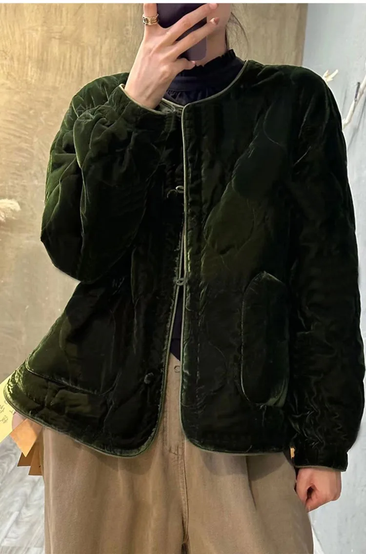 THHONE Autumn Winter Parkas for Women Jackets Vintage Pockets Casual Padded Korean Style Loose Coats Outerwear Women's Clothing