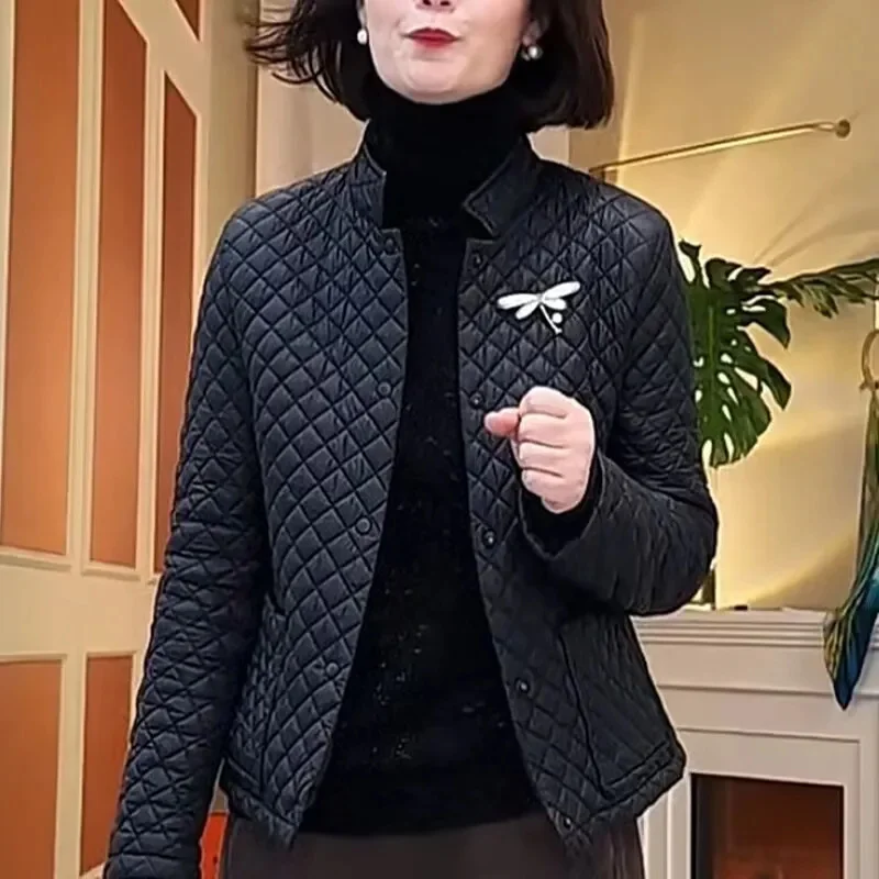 Diamond Short Padded Jacket Women's Autumn Winter Cotton Coat 2025 New Thin Down Cotton Jacket Fashion Puffer Coats Female