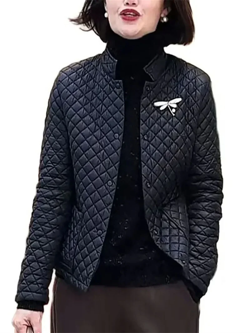 Diamond Short Padded Jacket Women's Autumn Winter Cotton Coat 2025 New Thin Down Cotton Jacket Fashion Puffer Coats Female