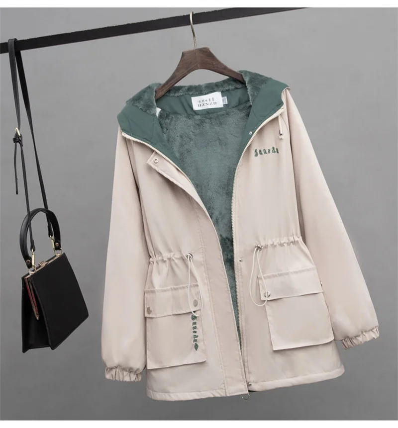 2026 New Autumn Winter Add Velvet Jacket Women's Parker Korean Loose Hooded Thick Warm Windbreaker Female Short Casual  Outerwea