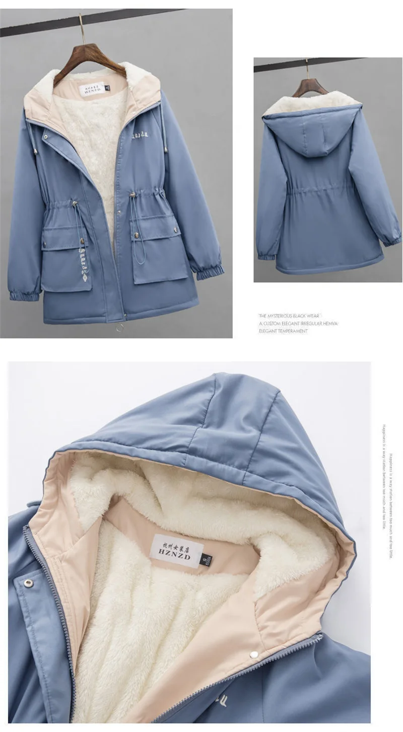 2026 New Autumn Winter Add Velvet Jacket Women's Parker Korean Loose Hooded Thick Warm Windbreaker Female Short Casual  Outerwea