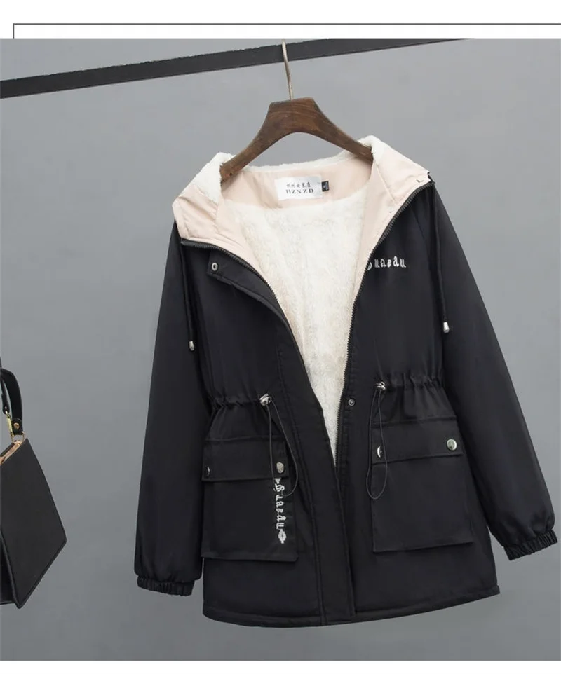 2026 New Autumn Winter Add Velvet Jacket Women's Parker Korean Loose Hooded Thick Warm Windbreaker Female Short Casual  Outerwea