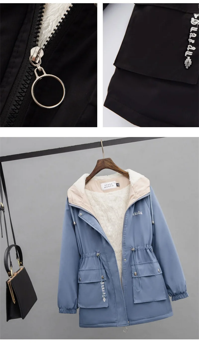 2026 New Autumn Winter Add Velvet Jacket Women's Parker Korean Loose Hooded Thick Warm Windbreaker Female Short Casual  Outerwea