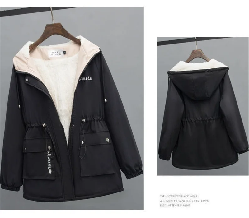 2026 New Autumn Winter Add Velvet Jacket Women's Parker Korean Loose Hooded Thick Warm Windbreaker Female Short Casual  Outerwea