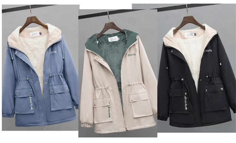2026 New Autumn Winter Add Velvet Jacket Women's Parker Korean Loose Hooded Thick Warm Windbreaker Female Short Casual  Outerwea